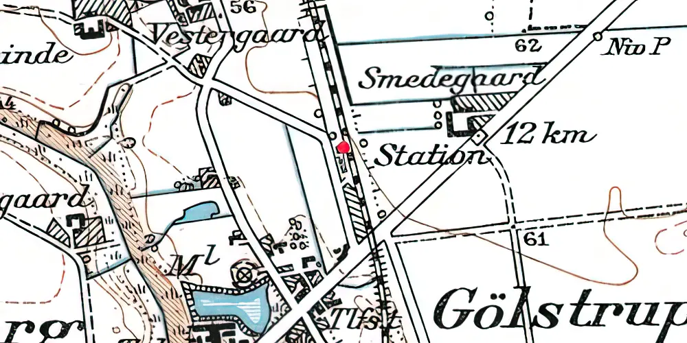 Historisk kort over Gjølstrup Station Historisk kort over Gjølstrup Station
