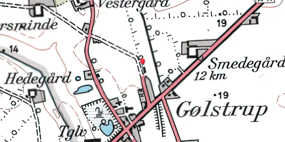 Historisk kort over Gjølstrup Station Historisk kort over Gjølstrup Station