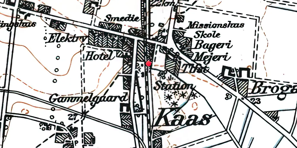 Historisk kort over Kaas Station Historisk kort over Kaas Station