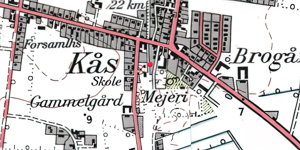 Historisk kort over Kaas Station Historisk kort over Kaas Station