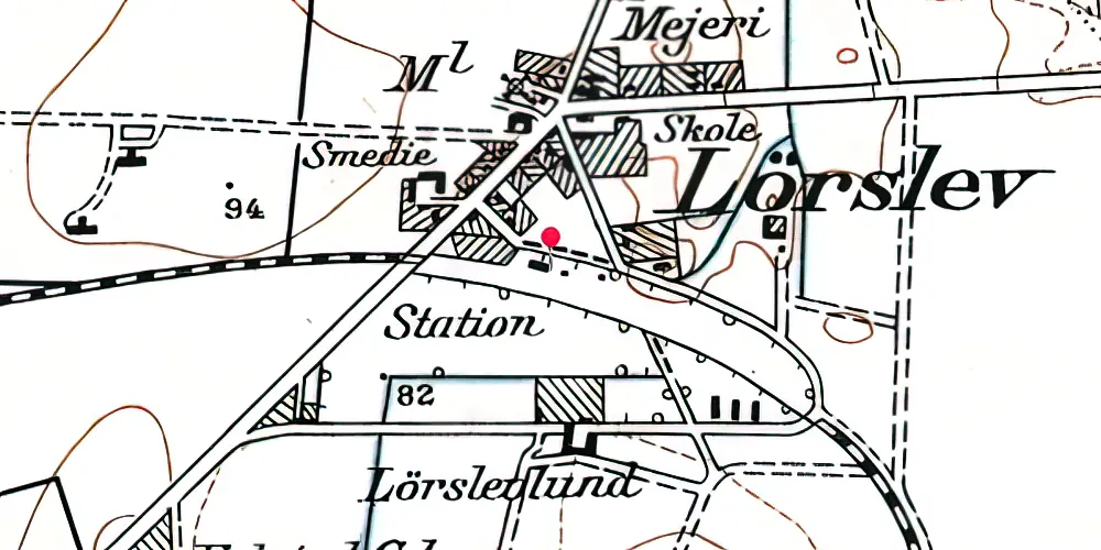 Historisk kort over Lørslev Station Historisk kort over Lørslev Station
