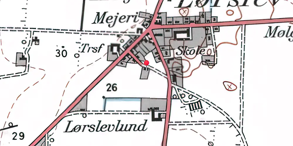 Historisk kort over Lørslev Station Historisk kort over Lørslev Station
