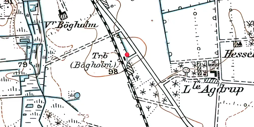 Historisk kort over Bøjholm Holdeplads Historisk kort over Bøjholm Holdeplads