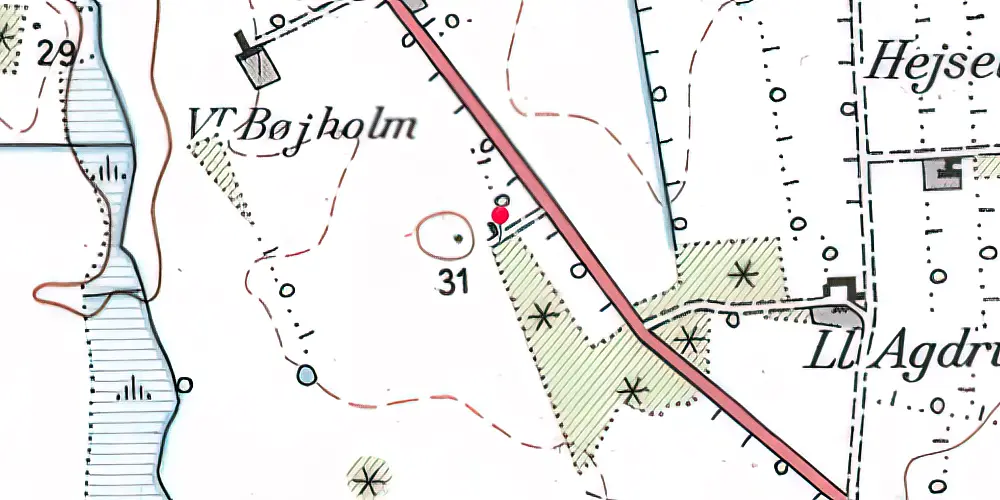Historisk kort over Bøjholm Holdeplads Historisk kort over Bøjholm Holdeplads