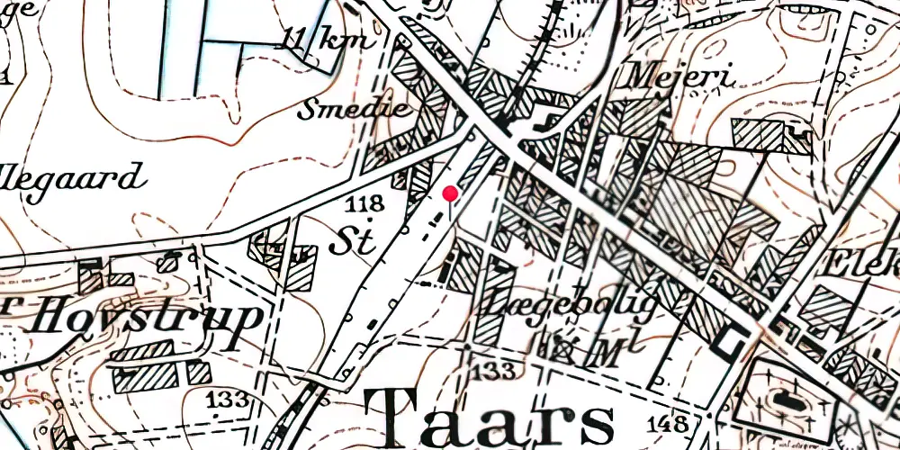 Historisk kort over Taars Station Historisk kort over Taars Station
