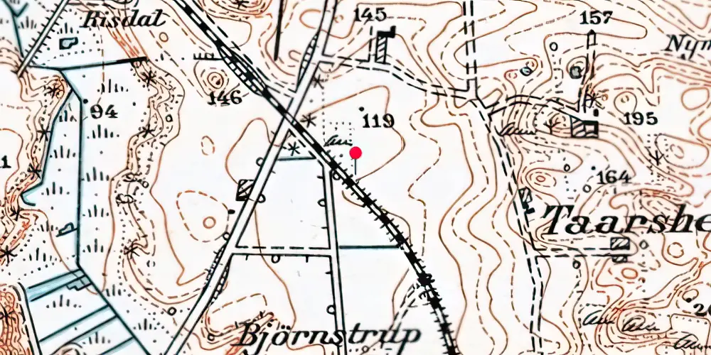 Historisk kort over Bjørnstrup Trinbræt Historisk kort over Bjørnstrup Trinbræt