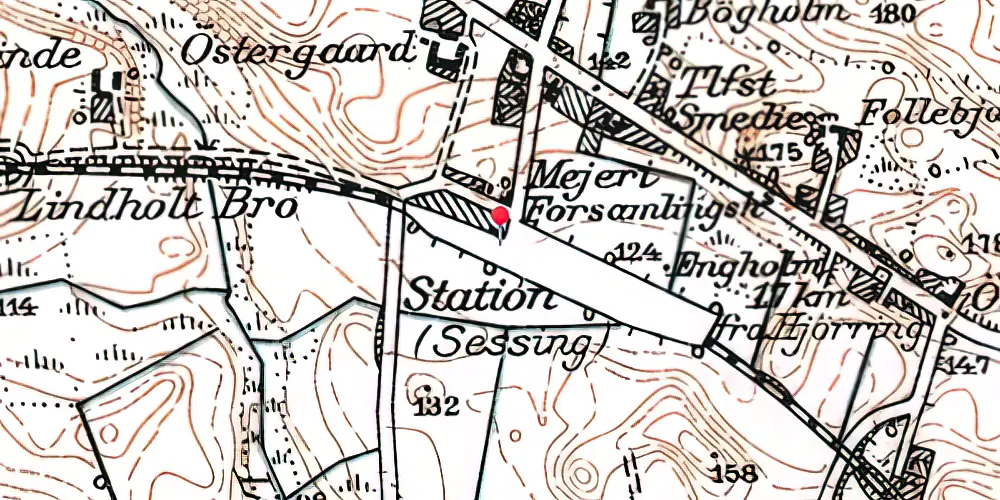 Historisk kort over Sæsing Station Historisk kort over Sæsing Station