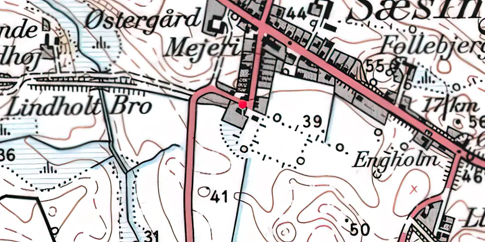 Historisk kort over Sæsing Station Historisk kort over Sæsing Station