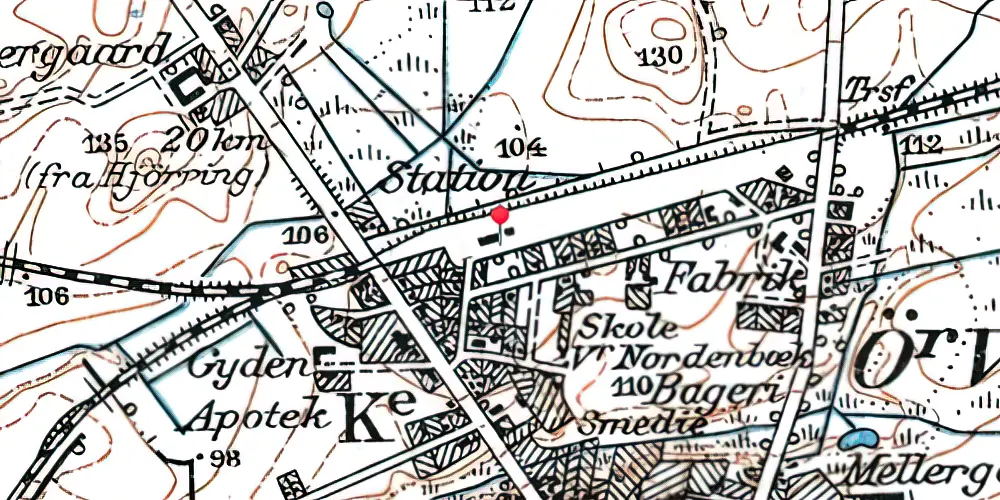 Historisk kort over Østervrå Station Historisk kort over Østervrå Station