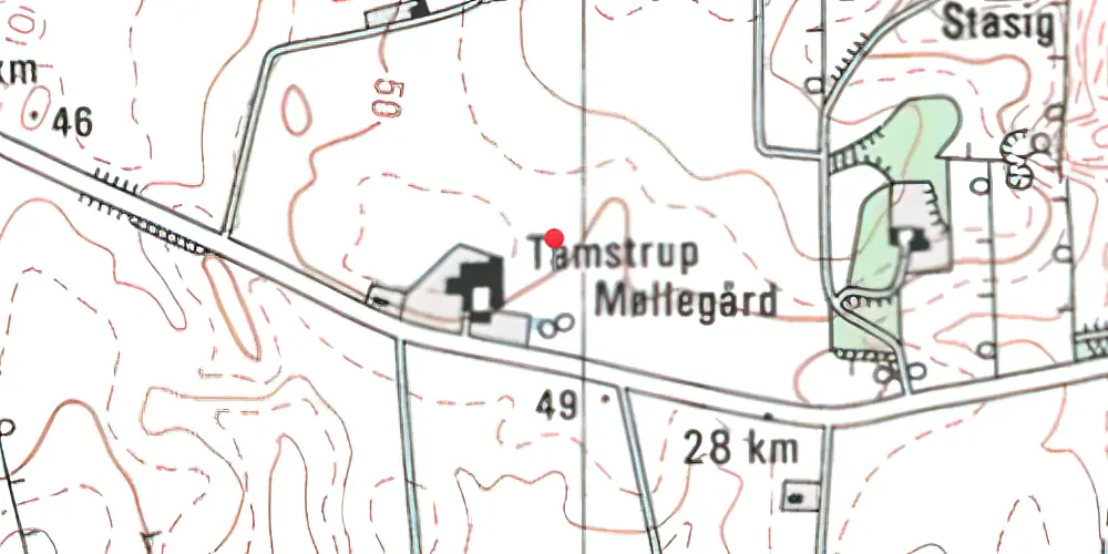 Historisk kort over Tamstrup Trinbræt Historisk kort over Tamstrup Trinbræt