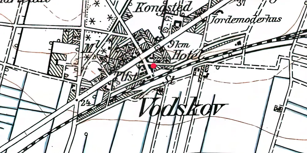 Historisk kort over Vodskov Station