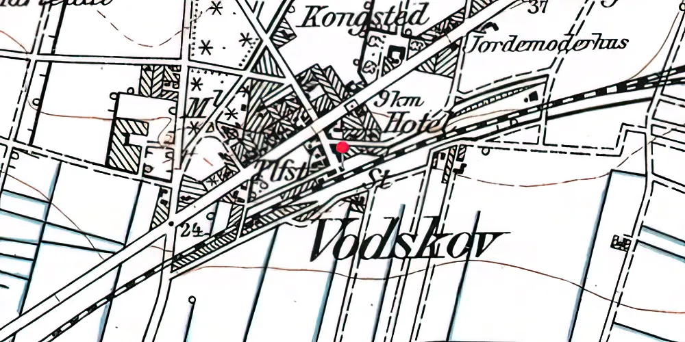 Historisk kort over Vodskov Station Historisk kort over Vodskov Station
