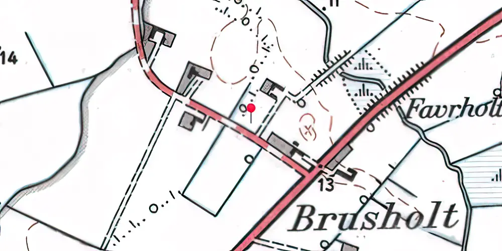 Historisk kort over Brusholt Trinbræt Historisk kort over Brusholt Trinbræt