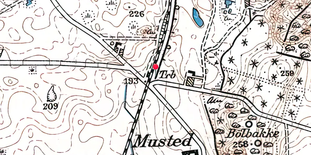 Historisk kort over Musted Trinbræt Historisk kort over Musted Trinbræt