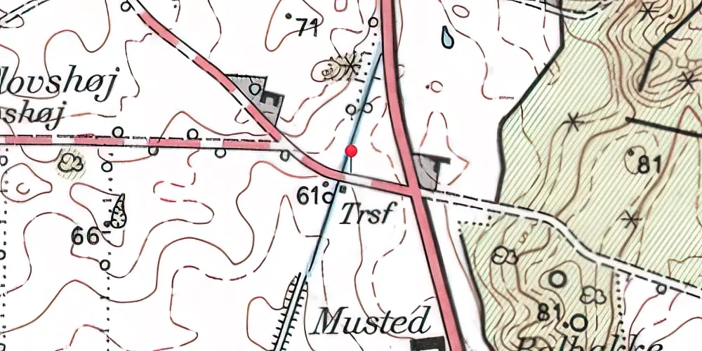 Historisk kort over Musted Trinbræt Historisk kort over Musted Trinbræt