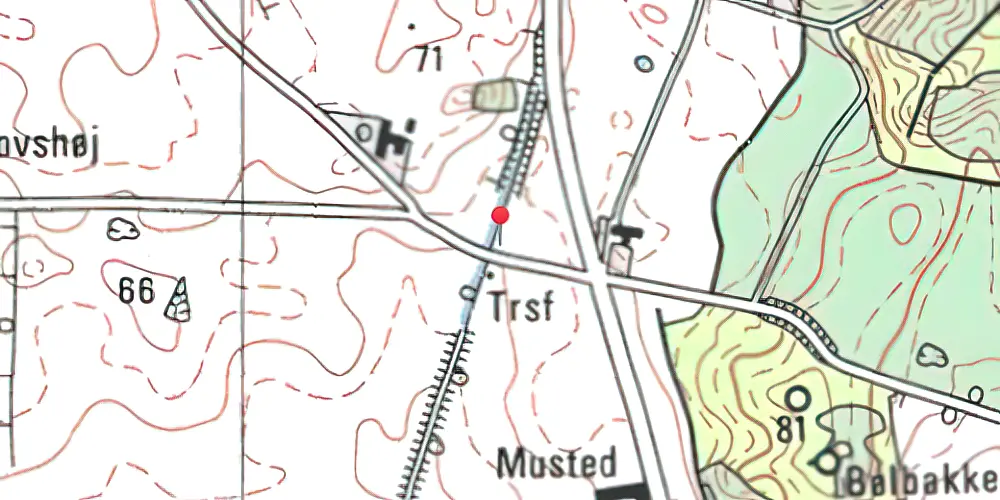 Historisk kort over Musted Trinbræt Historisk kort over Musted Trinbræt