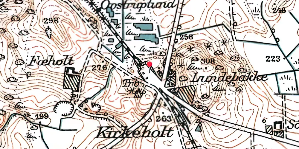 Historisk kort over Kirkholt Trinbræt Historisk kort over Kirkholt Trinbræt