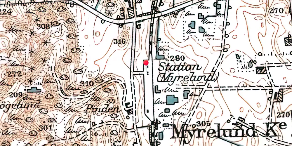 Historisk kort over Mylund Station Historisk kort over Mylund Station
