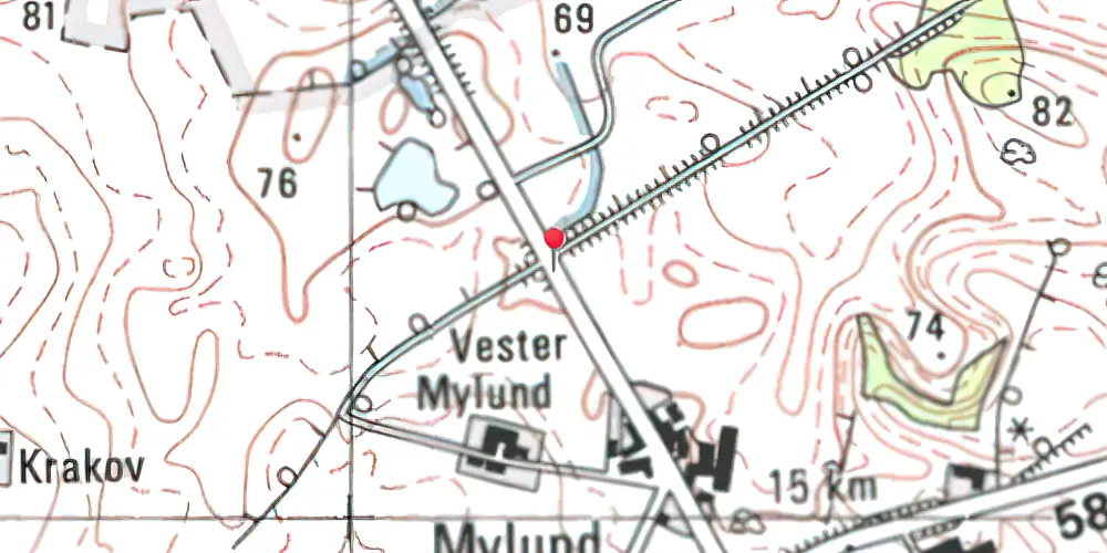 Historisk kort over Vester Mylund Trinbræt Historisk kort over Vester Mylund Trinbræt
