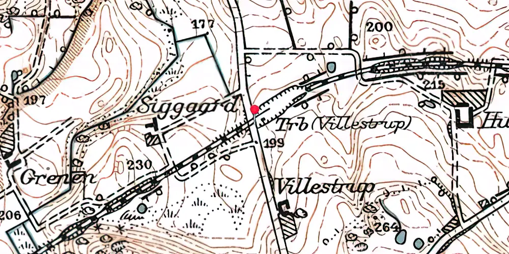 Historisk kort over Villestrup Trinbræt