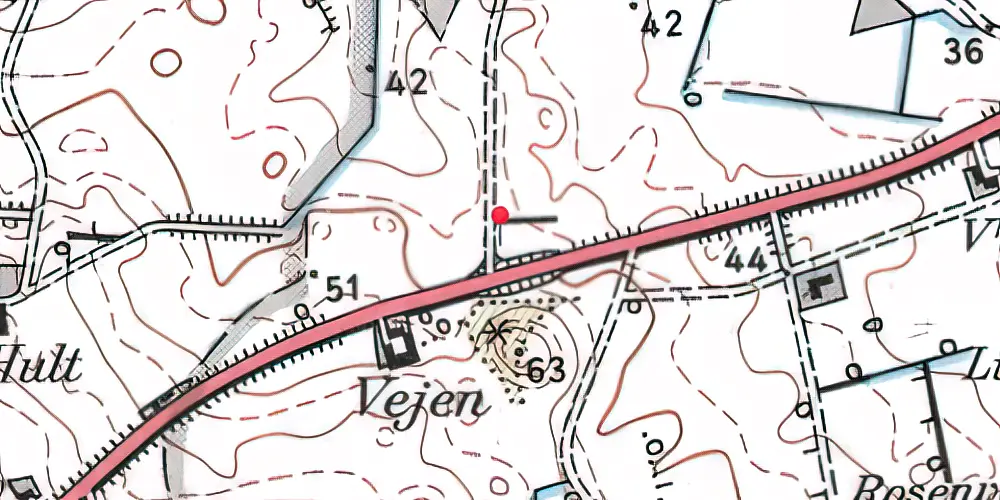 Historisk kort over Vejen (Vodskov-Østervrå) Trinbræt med Sidespor Historisk kort over Vejen (Vodskov-Østervrå) Trinbræt med Sidespor