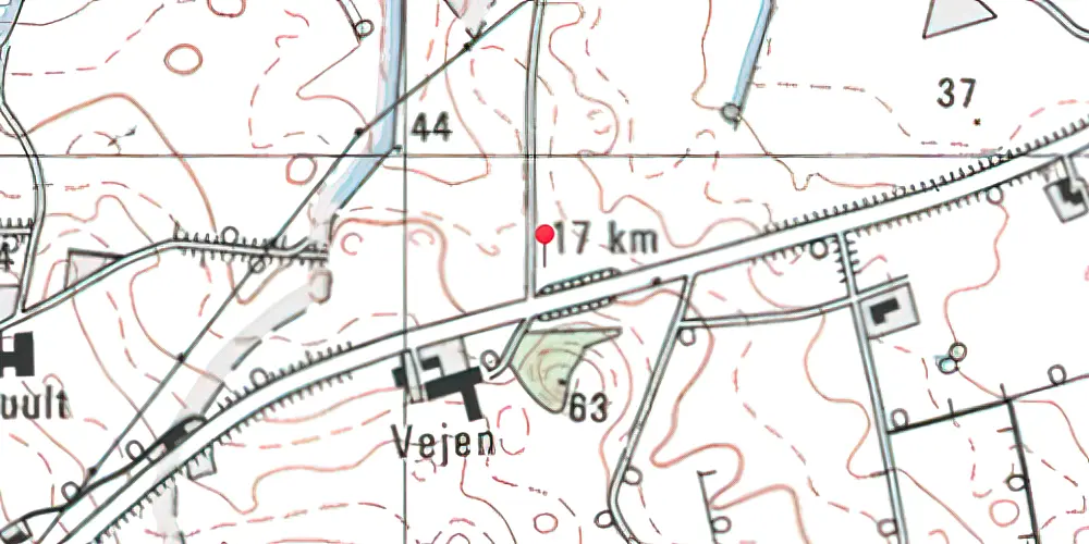 Historisk kort over Vejen (Vodskov-Østervrå) Trinbræt med Sidespor Historisk kort over Vejen (Vodskov-Østervrå) Trinbræt med Sidespor