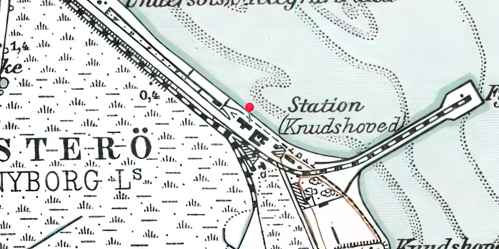 Historisk kort over Knudshoved Station Historisk kort over Knudshoved Station