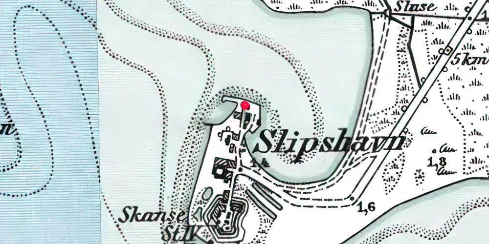 Historisk kort over Slipshavn Station Historisk kort over Slipshavn Station