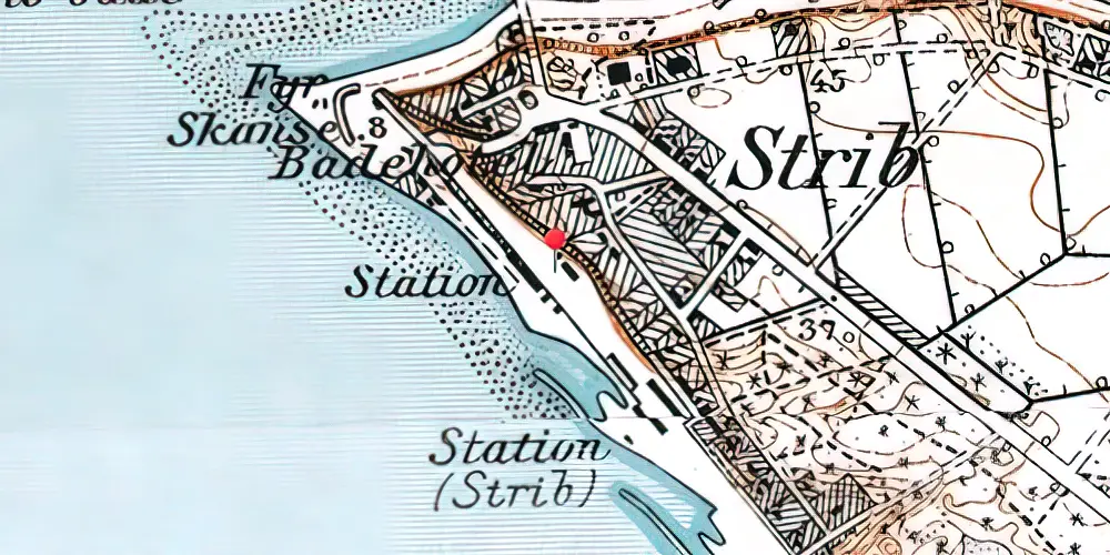Historisk kort over Strib Station Historisk kort over Strib Station