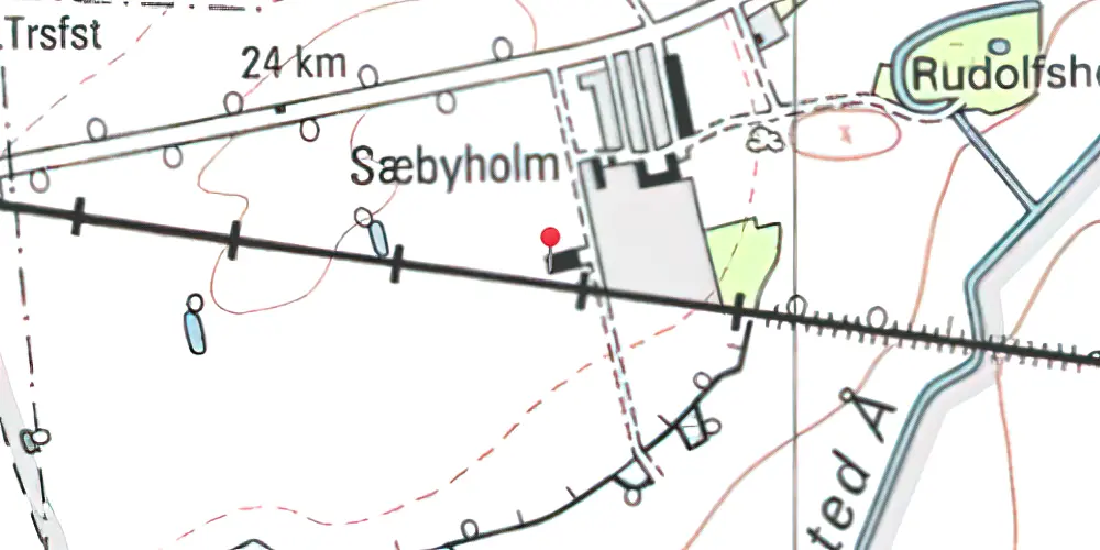 Historisk kort over Sæbyholm Holdeplads med sidespor Historisk kort over Sæbyholm Holdeplads med sidespor