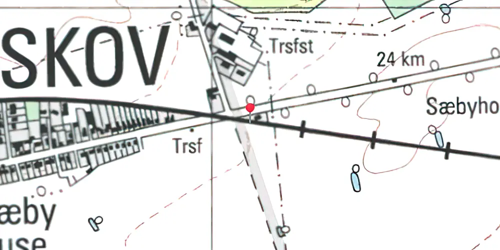 Historisk kort over Sæby Huse Trinbræt Historisk kort over Sæby Huse Trinbræt