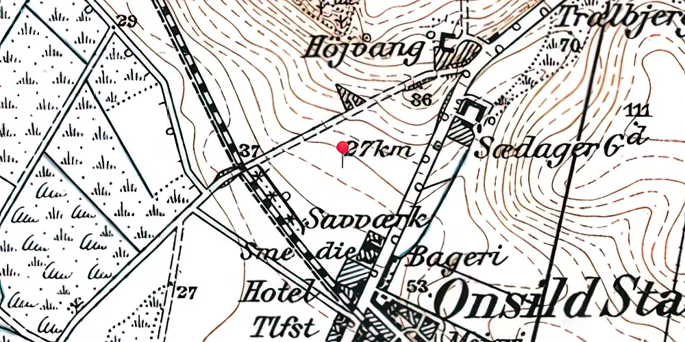 Historisk kort over Sønder-Onsild Station Historisk kort over Sønder-Onsild Station