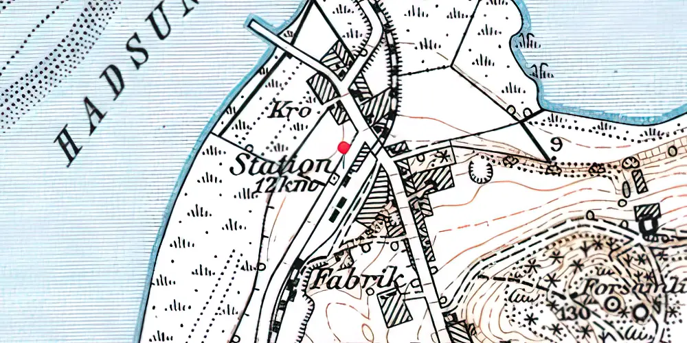 Historisk kort over Hadsund Syd Station Historisk kort over Hadsund Syd Station