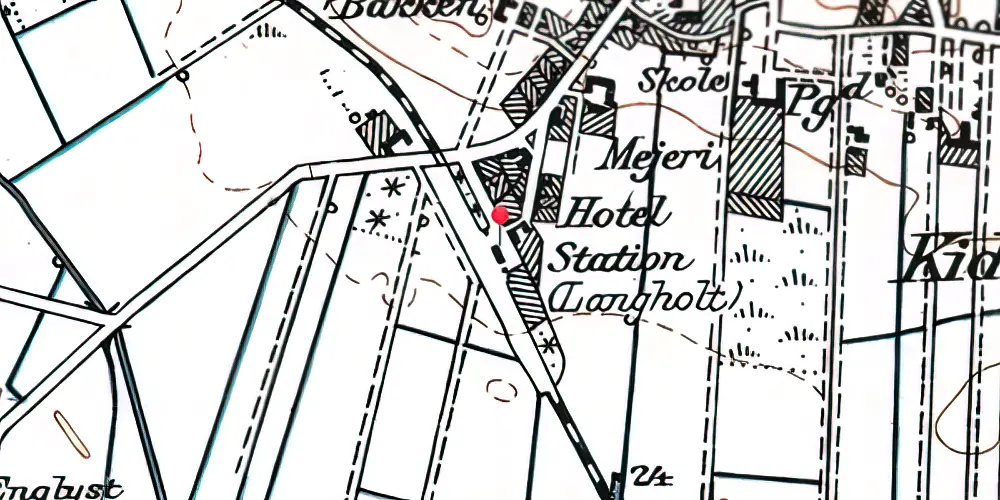 Historisk kort over Langholt Station