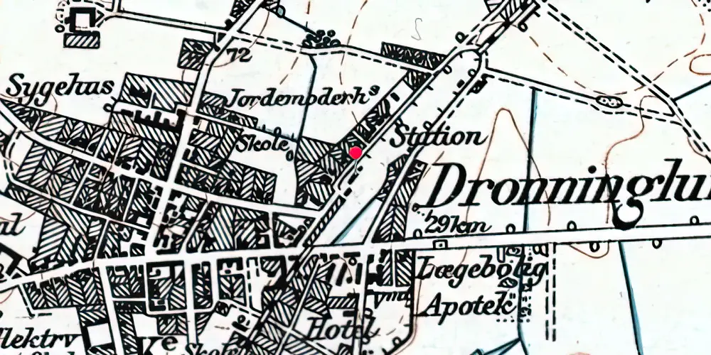 Historisk kort over Dronninglund Station Historisk kort over Dronninglund Station