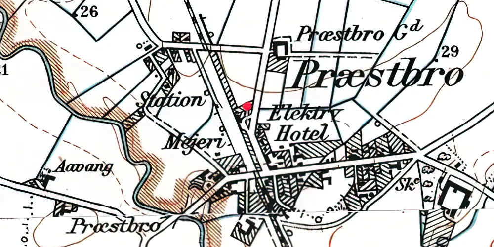 Historisk kort over Præstbro Station