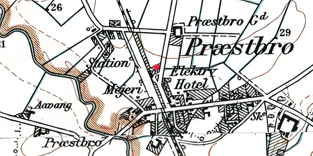Historisk kort over Præstbro Station Historisk kort over Præstbro Station