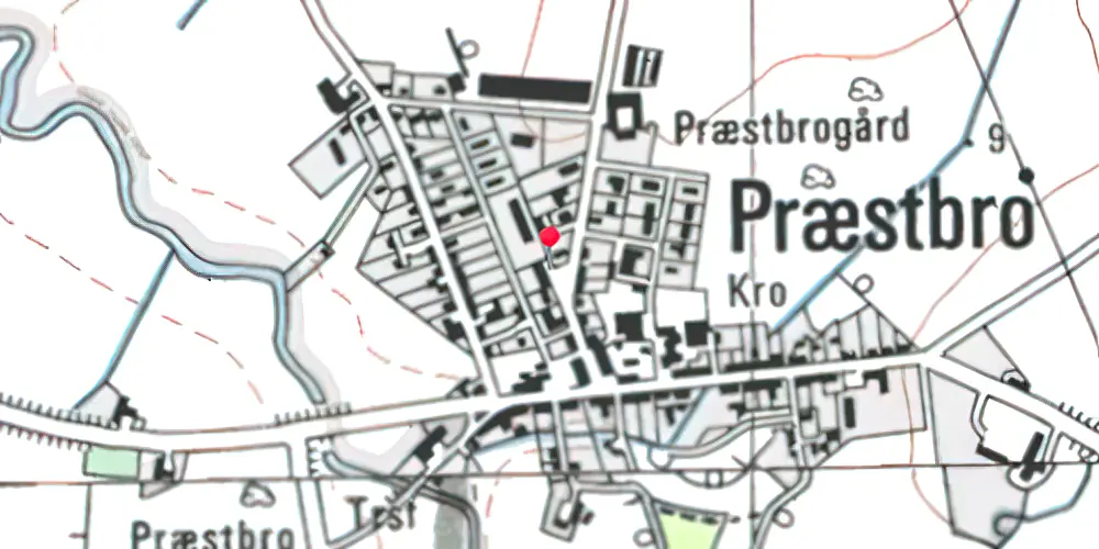 Historisk kort over Præstbro Station Historisk kort over Præstbro Station