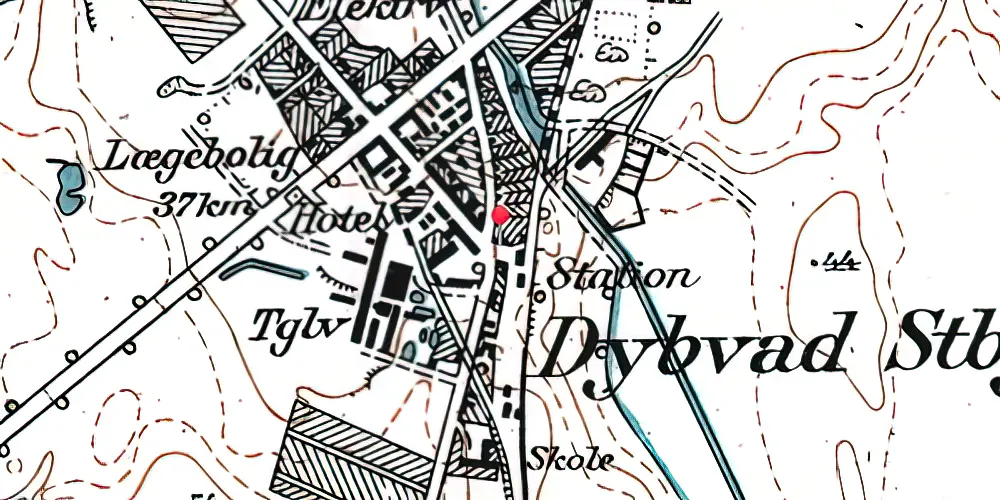 Historisk kort over Dybvad Station Historisk kort over Dybvad Station