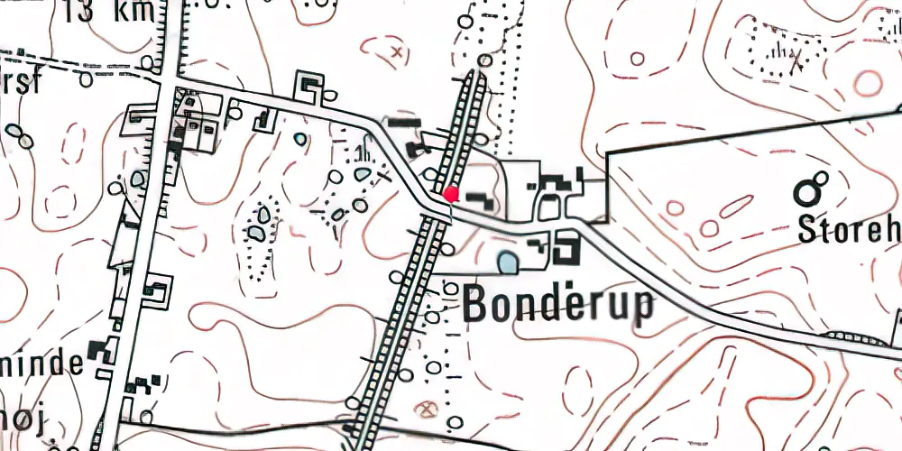 Historisk kort over Bonderup Sjælland Trinbræt