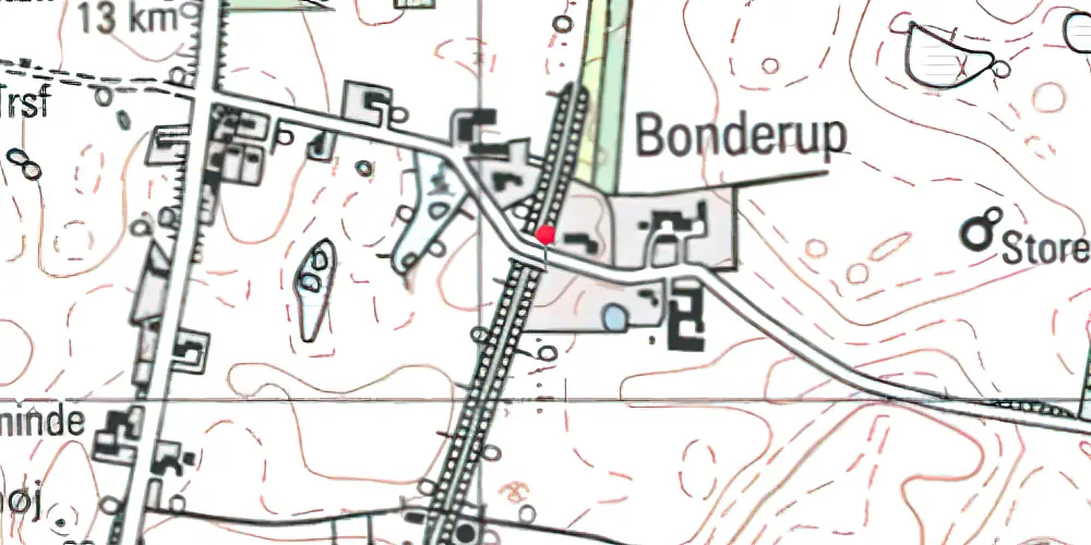 Historisk kort over Bonderup Sjælland Trinbræt