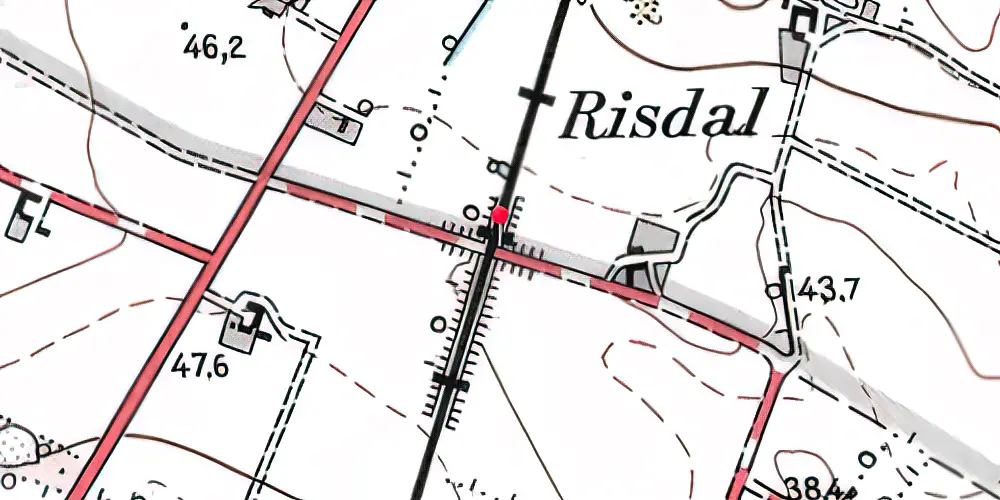 Historisk kort over Risdal Trinbræt Historisk kort over Risdal Trinbræt