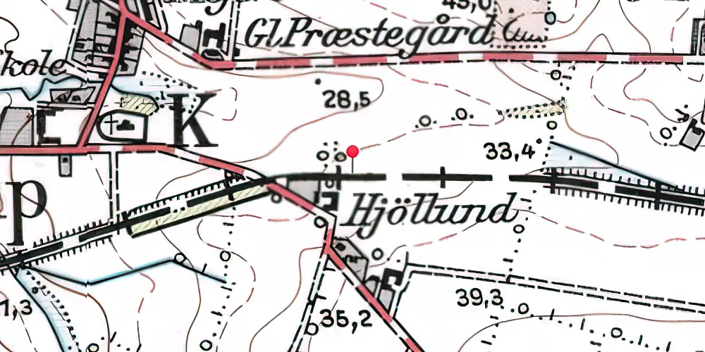 Historisk kort over Hjøllund (R.NO.J.) Trinbræt (uofficielt) Historisk kort over Hjøllund (R.NO.J.) Trinbræt (uofficielt)