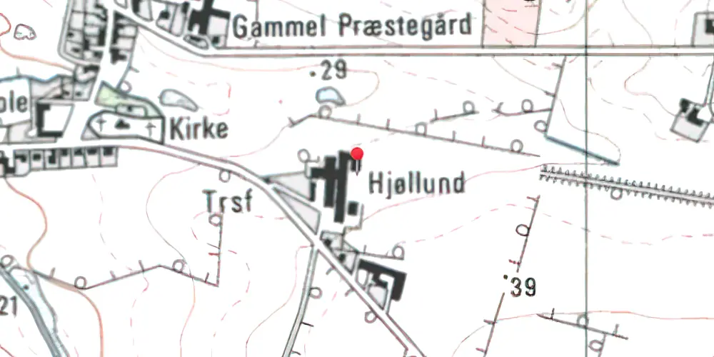 Historisk kort over Hjøllund (R.NO.J.) Trinbræt (uofficielt)