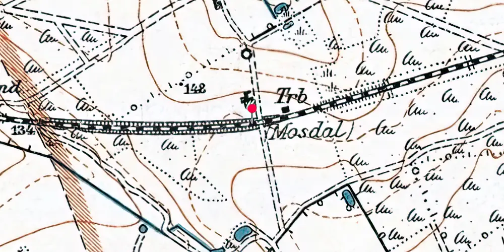 Historisk kort over Mosdal Trinbræt Historisk kort over Mosdal Trinbræt