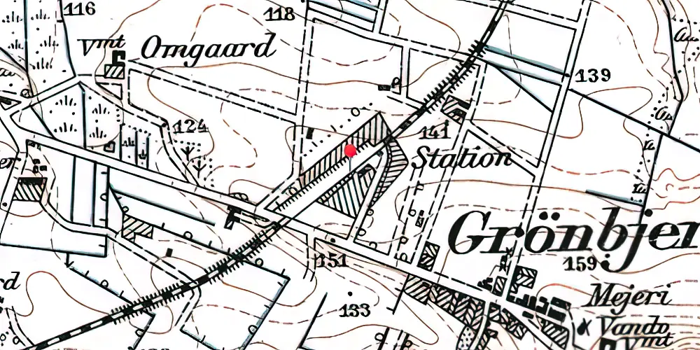 Historisk kort over Grønbjerg Station Historisk kort over Grønbjerg Station