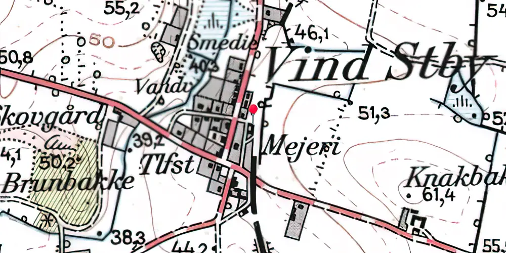Historisk kort over Vind Station