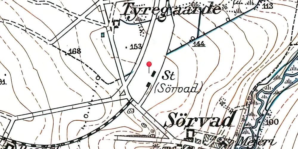 Historisk kort over Sørvad Station Historisk kort over Sørvad Station