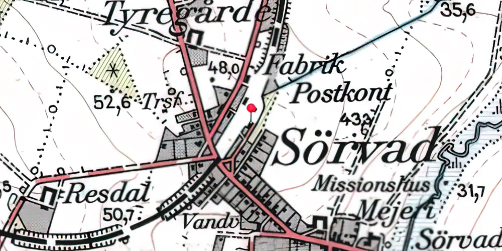 Historisk kort over Sørvad Station Historisk kort over Sørvad Station