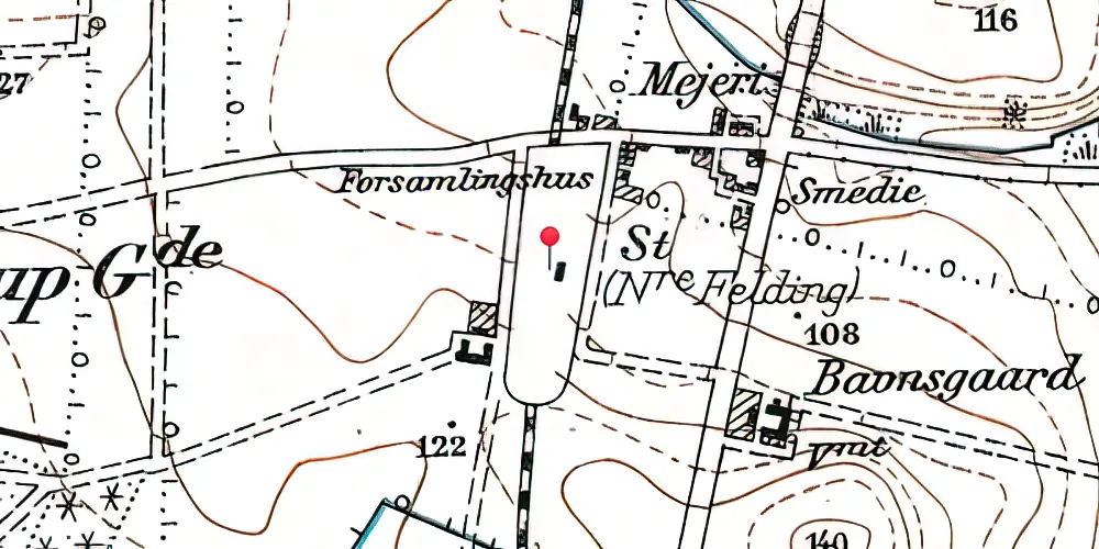 Historisk kort over Nørre Felding Station Historisk kort over Nørre Felding Station